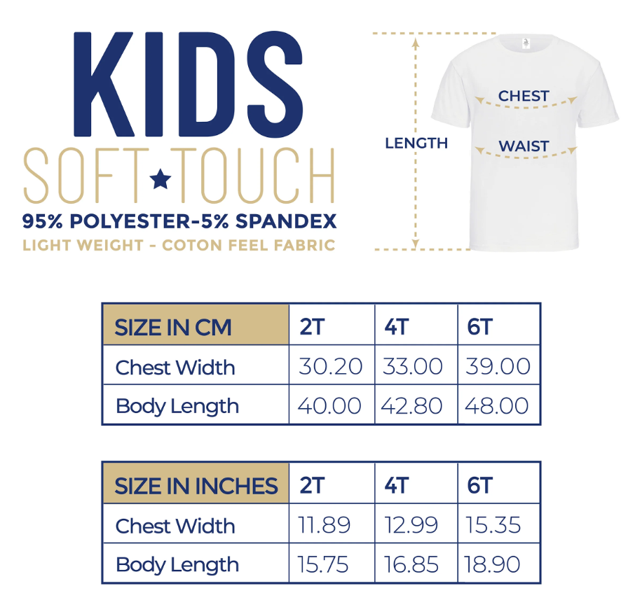 Pénélope t-shirts à sublimation pour enfants (95 % polyester, 5 % élasthanne) avec sensation de coton super doux.