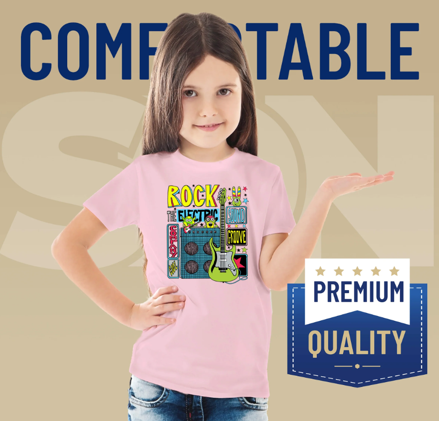 Pénélope t-shirts à sublimation pour enfants (95 % polyester, 5 % élasthanne) avec sensation de coton super doux.