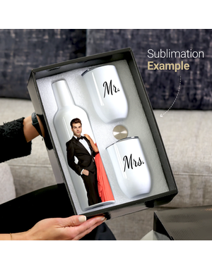 Pénélope Coffret cadeau Gobelet à vin et bouteille à sublimation, gobelets à vin 12 oz 2 pièces et 1 pièce 26 oz