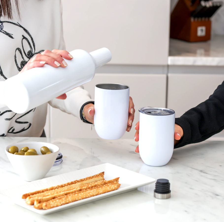 Pénélope Coffret cadeau Gobelet à vin et bouteille à sublimation, gobelets à vin 12 oz 2 pièces et 1 pièce 26 oz