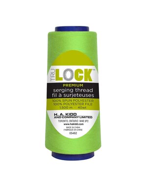 TRULOCK Set of 5 cones of TRULOCK Premium serging thread 1500m -Bright Lime Green