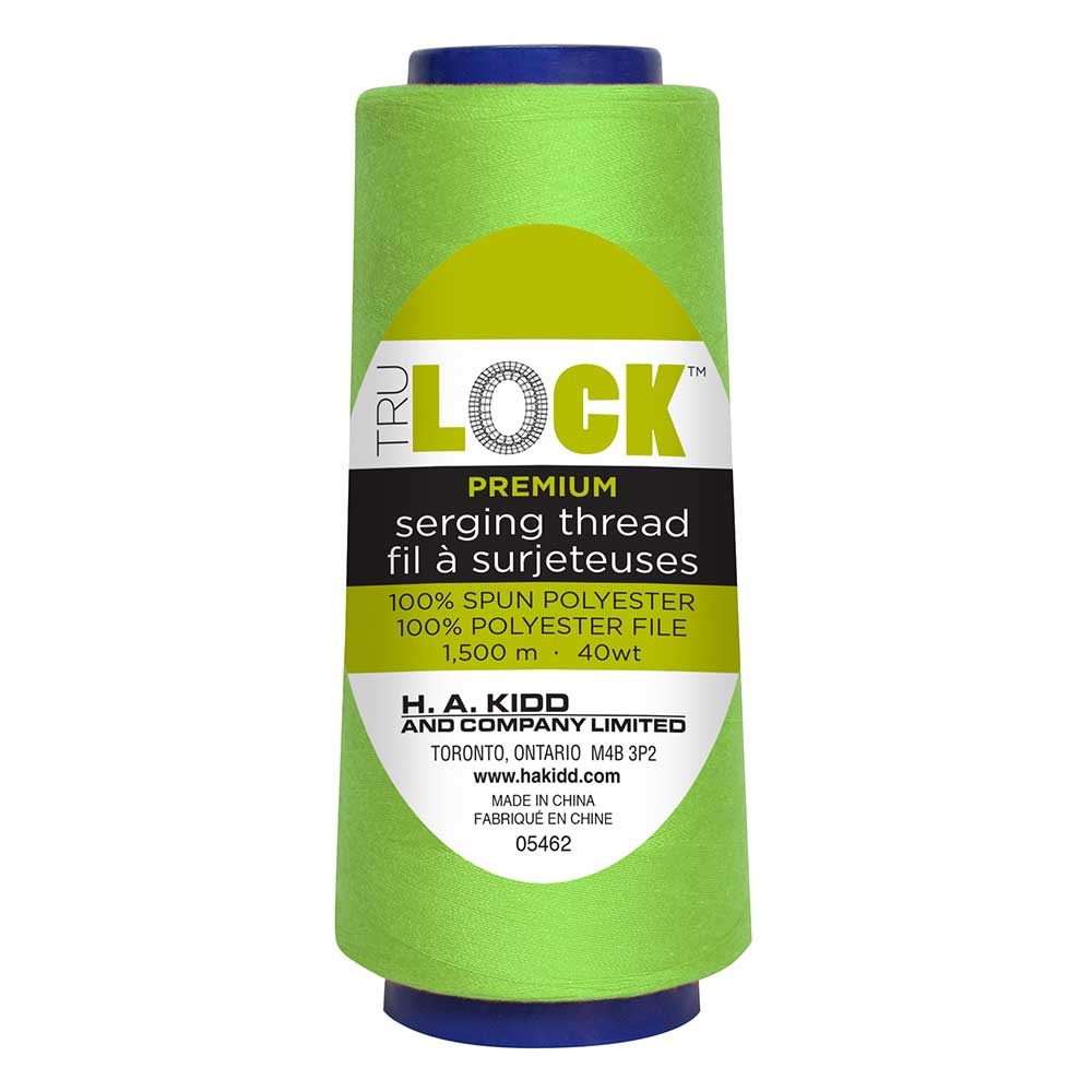 TRULOCK Set of 5 cones of TRULOCK Premium serging thread 1500m -Bright Lime Green