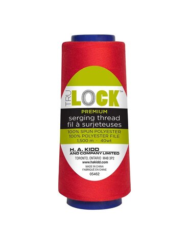 TRULOCK Set of 5 cones of TRULOCK Premium serging thread 1500m - Red