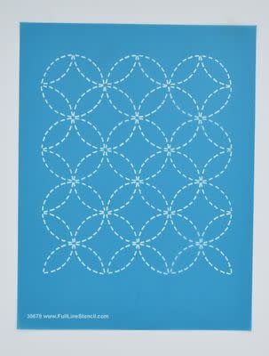 Full Line Stencil Sashiko Stitch Wineglasses