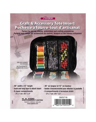 Vivace Insert pour Fourre-tout d'artisanat à 6 pochettes VIVACE noir - 51cm x 30.5 cm (20″ x 12″)