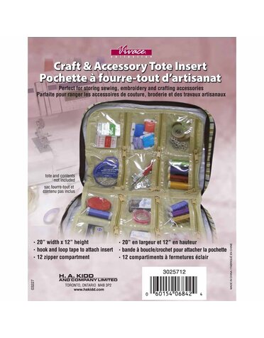 Vivace Insert pour fourre-tout d'artisanat à 12 pochettes VIVACE beige - 30 x 51cm (12″ x 20″)