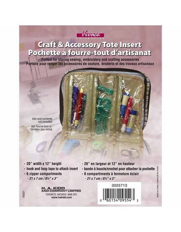 Vivace Insert pour fourre-tout d'artisanat à 6 pochettes VIVACE Beige - 51cm x 30.5 cm (20″ x 12″)