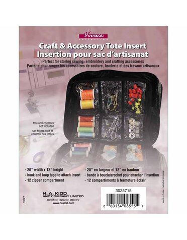 Vivace Insert pour fourre-tout d'artisanat à 12 pochettes VIVACE noir - 30 x 51cm (12″ x 20″)