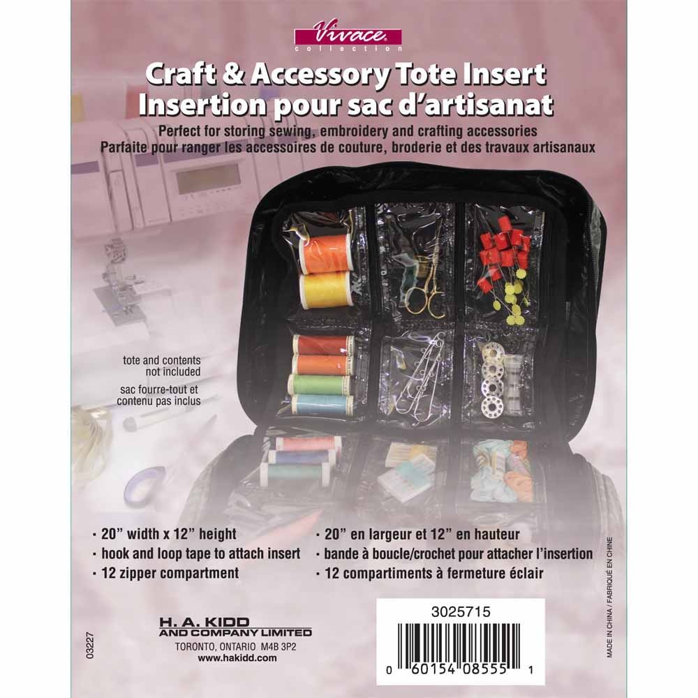 Vivace Insert pour fourre-tout d'artisanat à 12 pochettes VIVACE noir - 30 x 51cm (12″ x 20″)