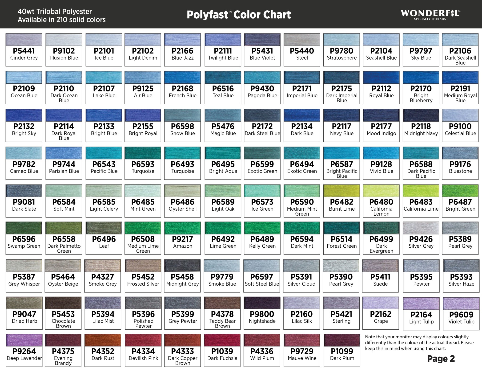 WonderFil Polyfast Polyfast polyester 40wt thread select your style