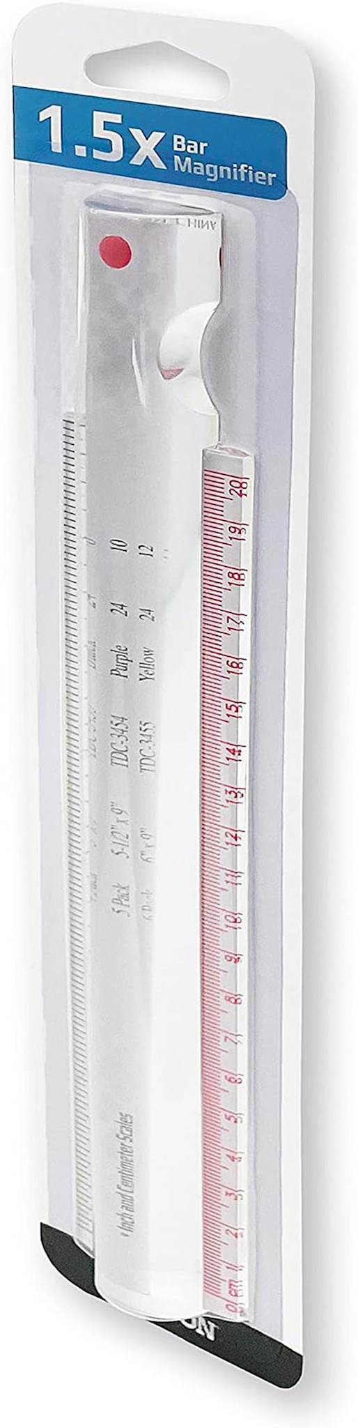 Carson Optical 8 inch Bar Ruler 1.5X Magnifier with Inch and Centimeter Markings