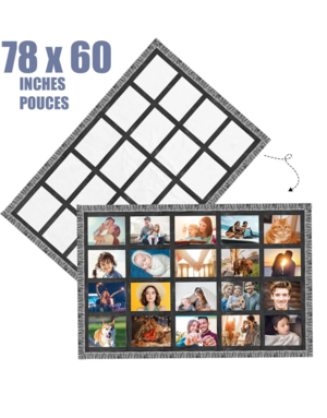 Pénélope Blank sublimation blanket 78 x 60 in, heat press compatible — white, made of 20 sublimation panels.