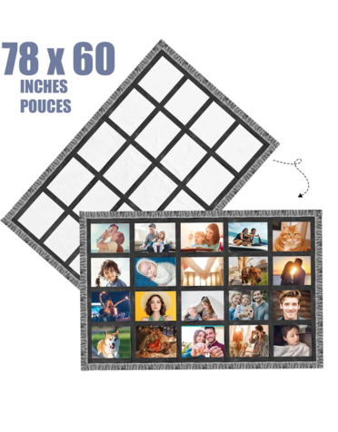 Pénélope Blank sublimation blanket 78 x 60 in, heat press compatible — white, made of 20 sublimation panels.