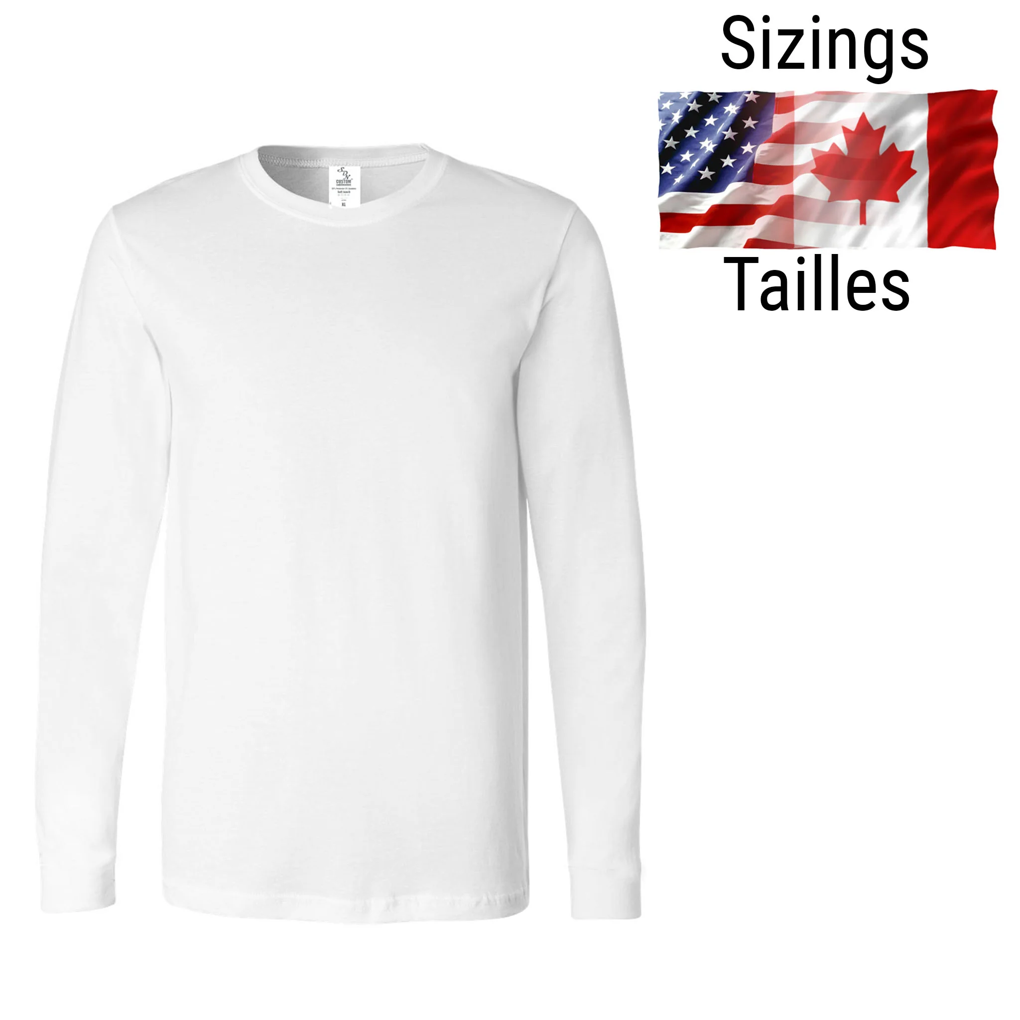 Pénélope Super soft white long-sleeve sublimation T-shirts for adults (95% polyester – 5% spandex)