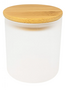 Pénélope Pot en verre blanc givré 10oz pour sublimation – Pot à bougie compatible avec couvercle en bambou