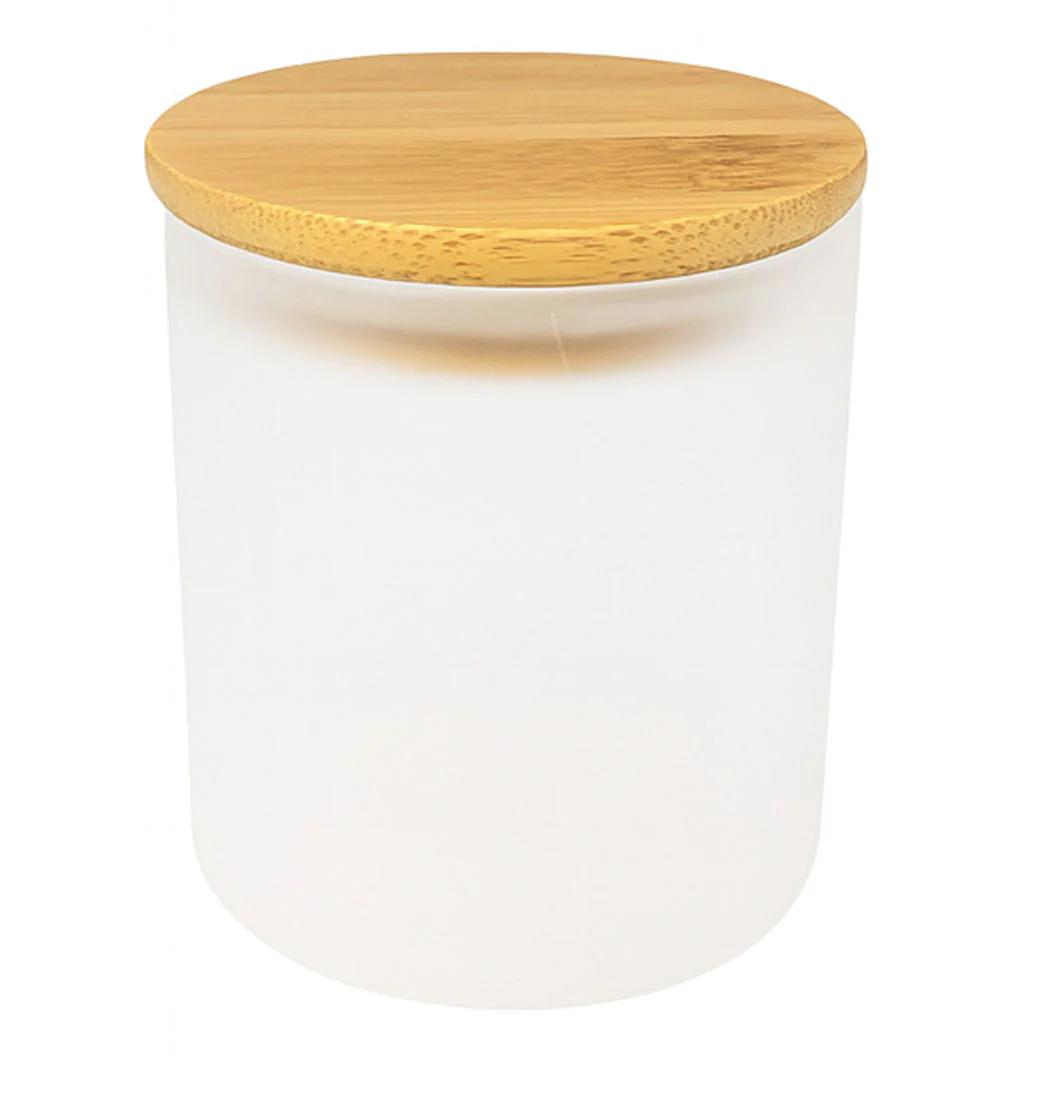 Pénélope 10 oz frosted white glass jar for sublimation – candle jar compatible with bamboo lid Pénélope 10 oz frosted white glass jar for sublimation – candle jar compatible with bamboo lid