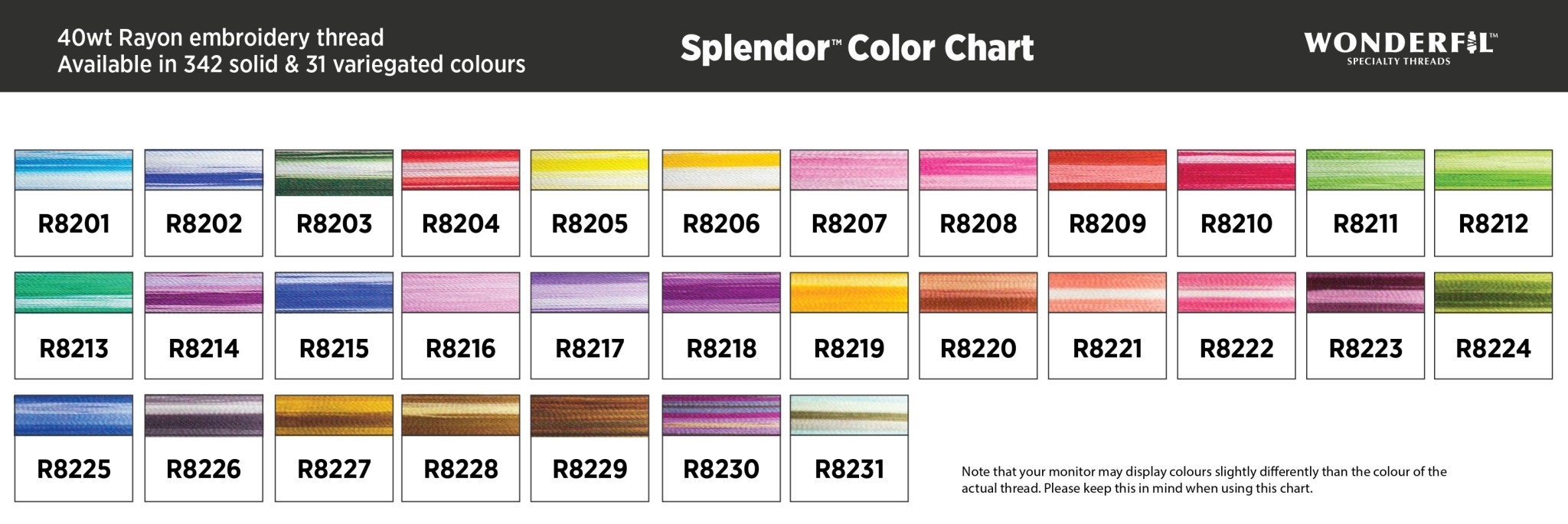 WonderFil Splendor Fil rayon multicolore 40wt Splendor au choix