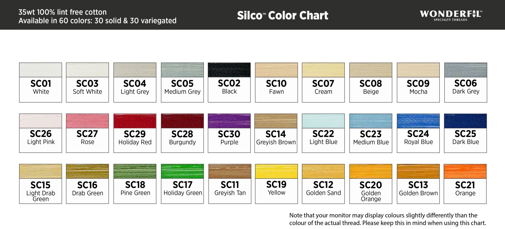 WonderFil Silco Silco cotton 35wt thread select your style 700m