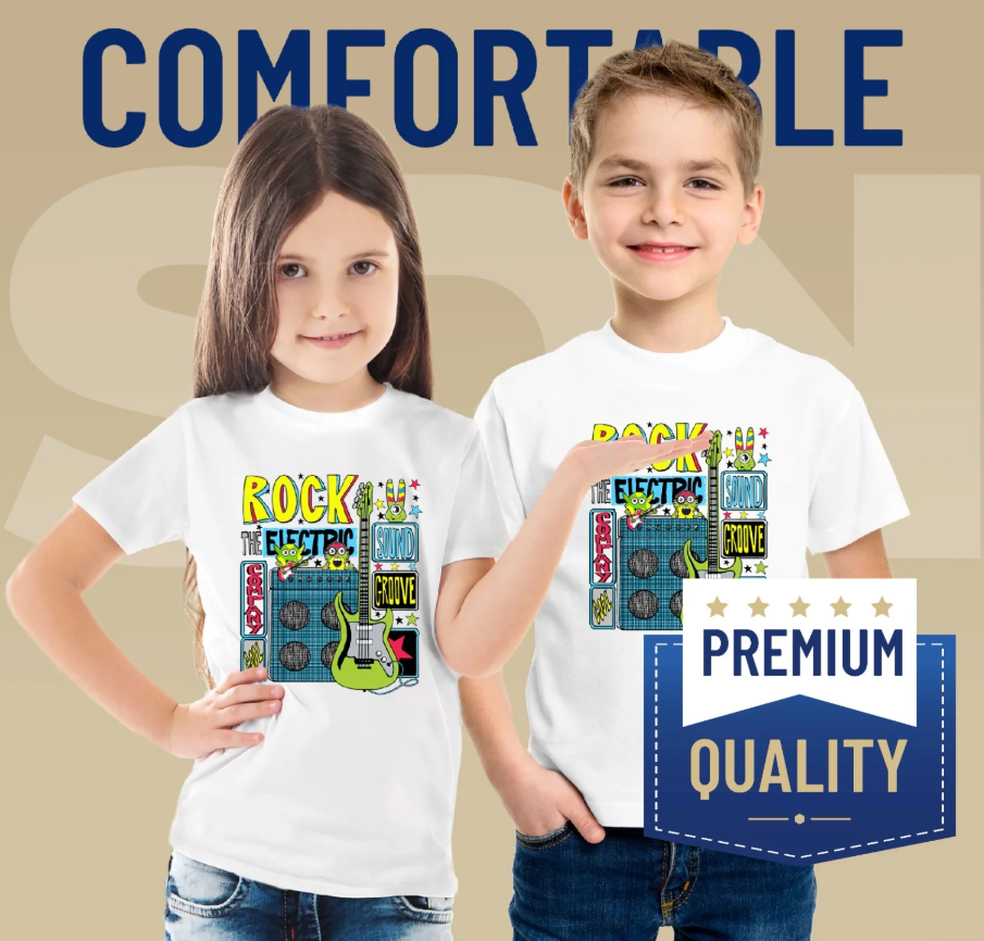 Pénélope t-shirts à sublimation pour enfants (95 % polyester, 5 % élasthanne) avec sensation de coton super doux.