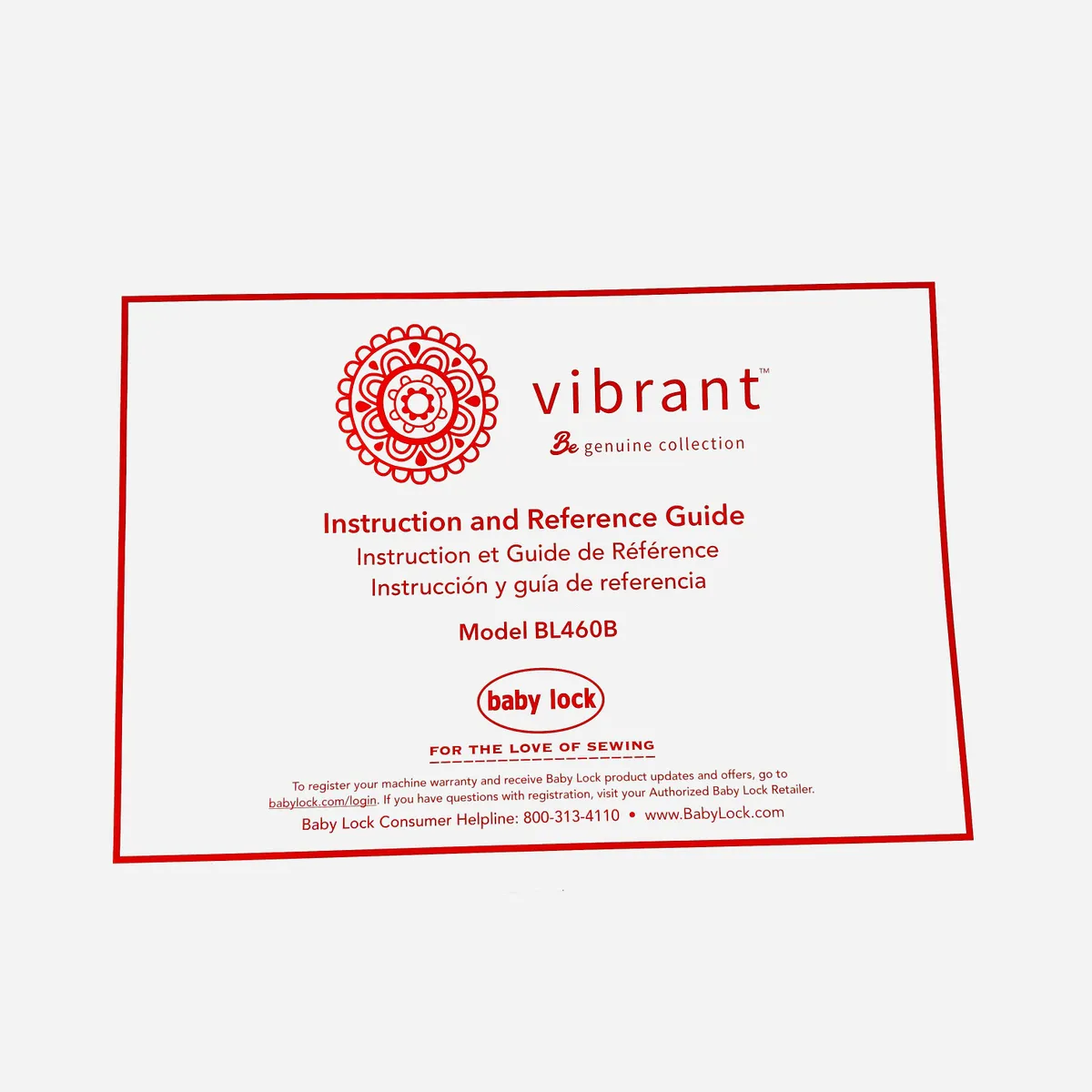 Baby Lock Manuel BabyLock Vibrant français anglais