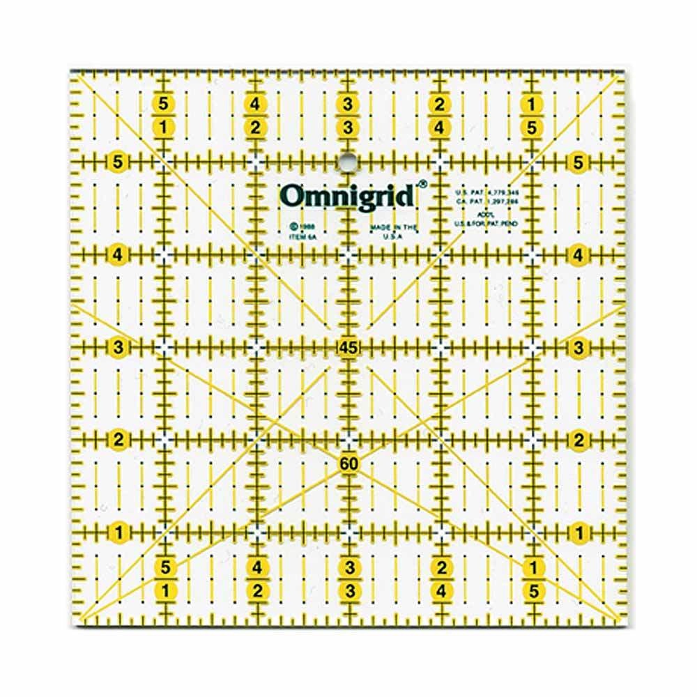 Omnigrid OMNIGRID Ruler with Angles - 6″ x 6″ (15.2 x 15.2cm)