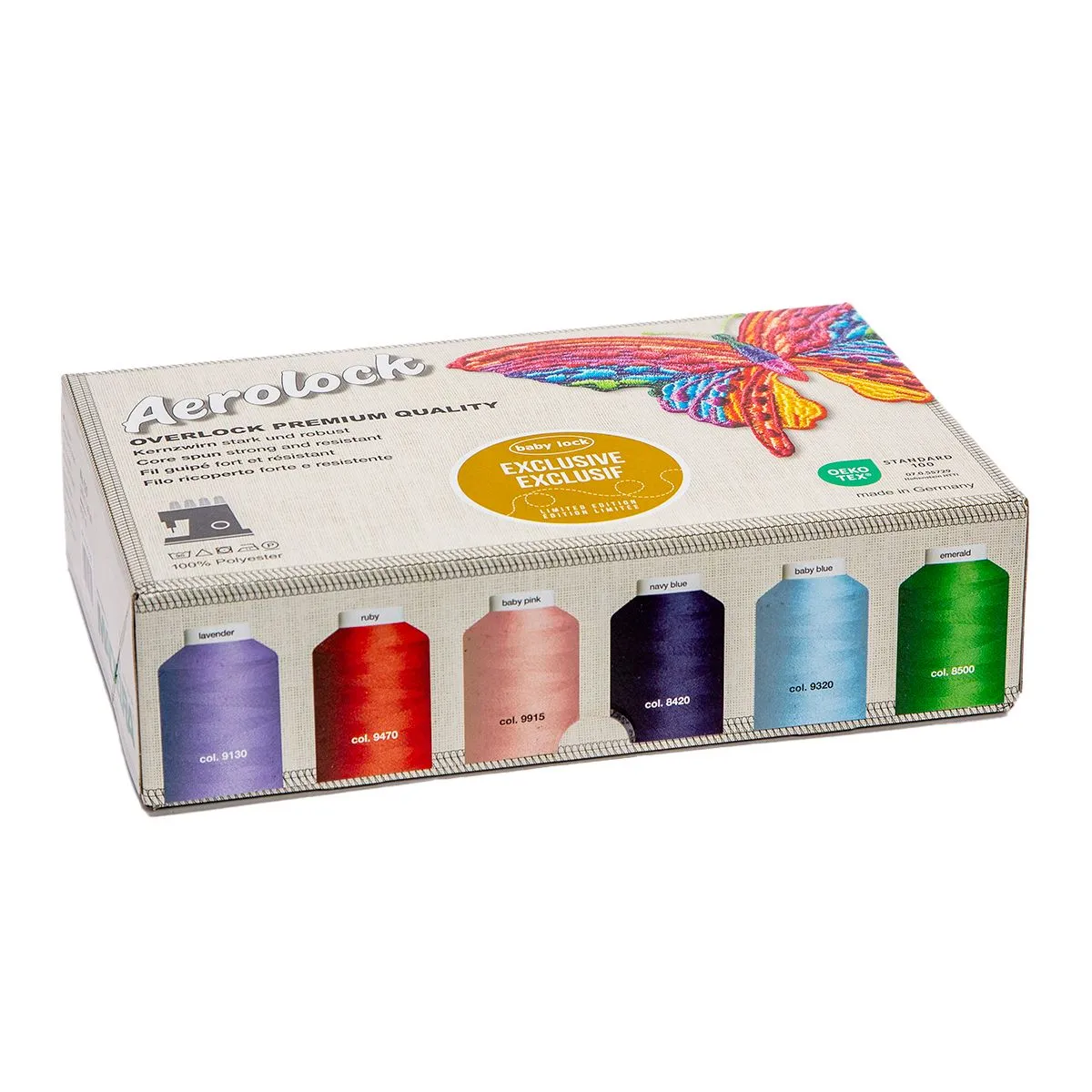 Madeira Baby Lock Exclusive Madeira Aerolock Mini King Thread Set- 24 cones 6 colors, 1320yd cones