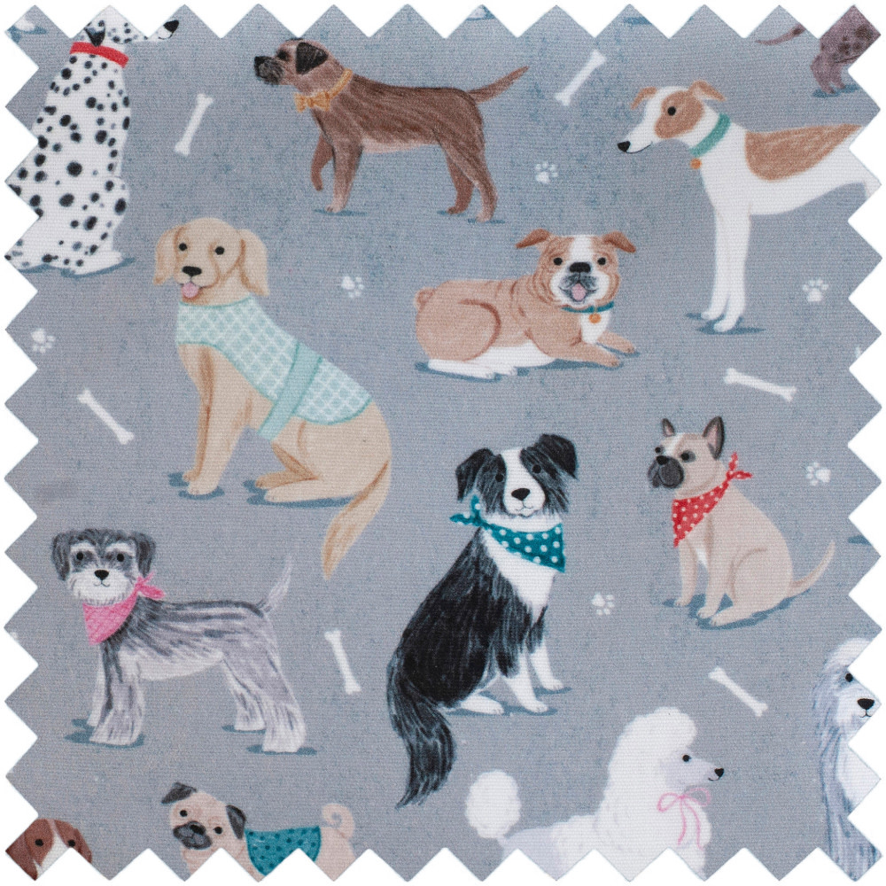 HOBBY GIFT HOBBY GIFT Large Sewing Basket - Twin Lid 25 cm x 25 cm x 17 cm (10In. x 10In. x 6.7 In.) Grey Dogs