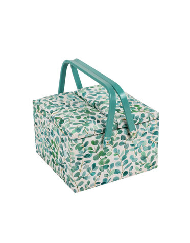 HOBBY GIFT HOBBY GIFT Large Sewing Basket - Twin Lid 25 cm x 25 cm x 17 cm (10In. x 10In. x 6.7 In.) Eucalyptus