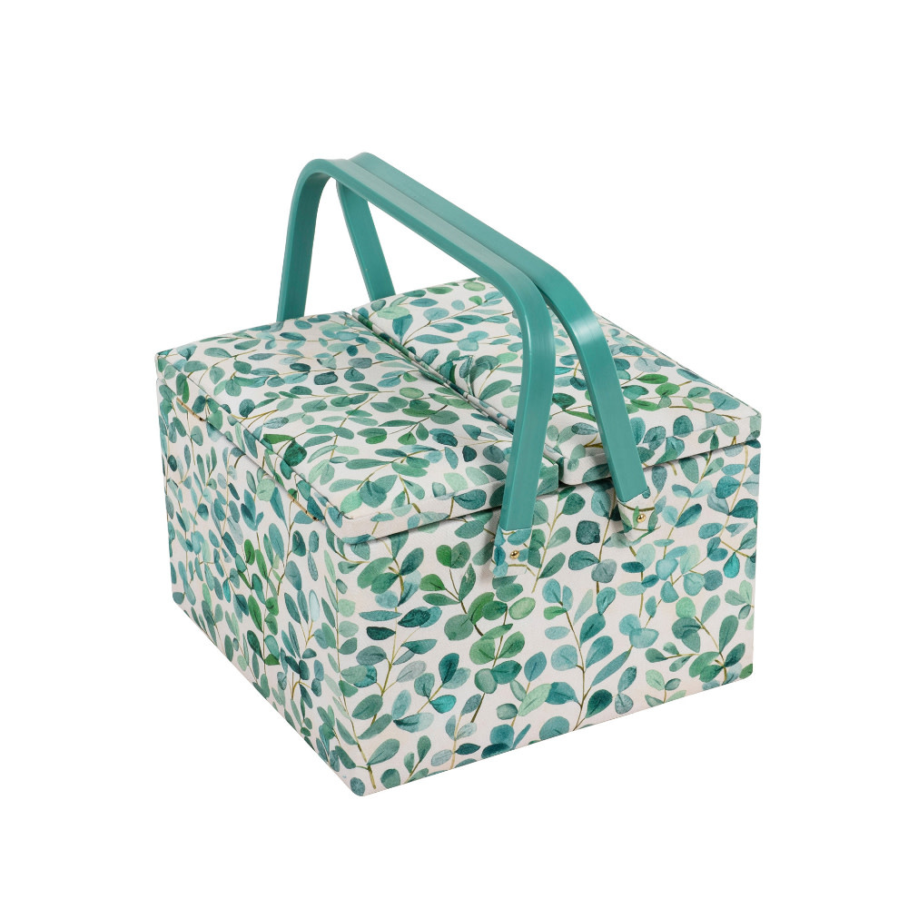 HOBBY GIFT   HOBBY GIFT Large Sewing Basket - Twin Lid 25 cm x 25 cm x 17 cm (10In. x 10In. x 6.7 In.) Eucalyptus