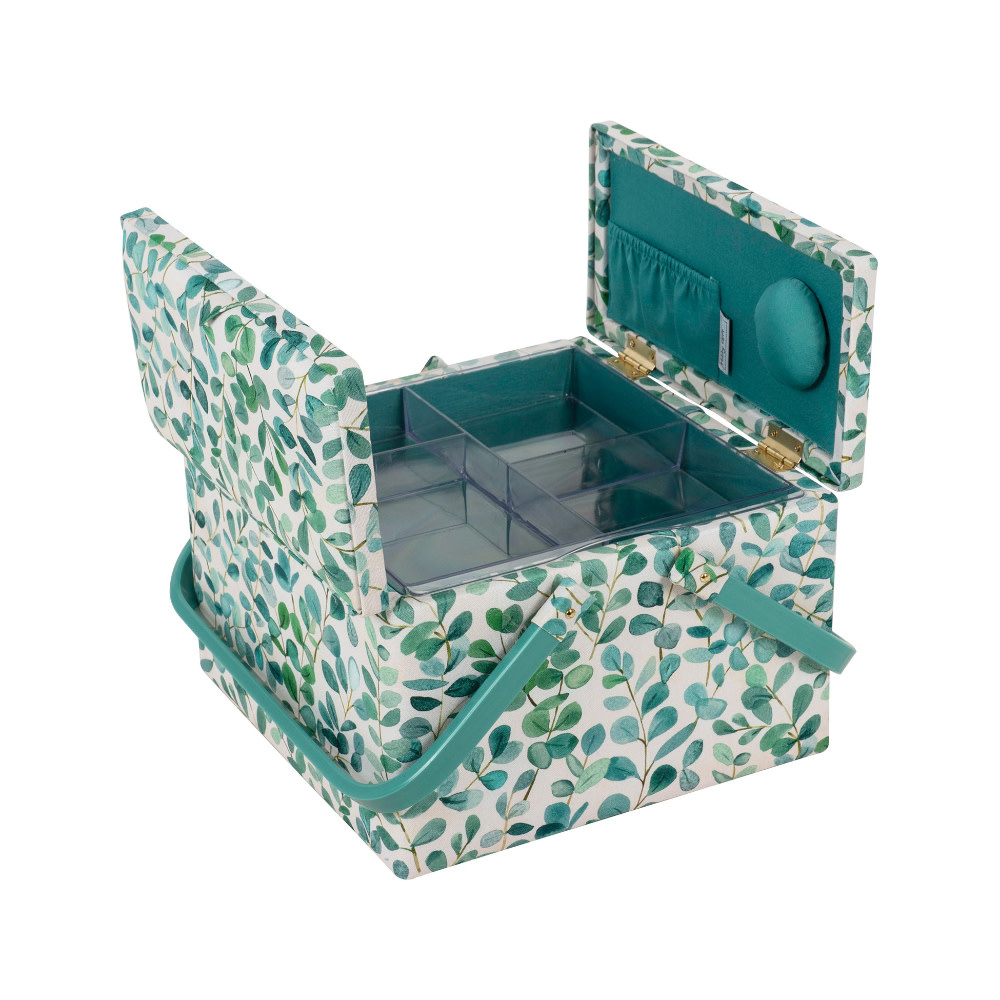 HOBBY GIFT   HOBBY GIFT Large Sewing Basket - Twin Lid 25 cm x 25 cm x 17 cm (10In. x 10In. x 6.7 In.) Eucalyptus