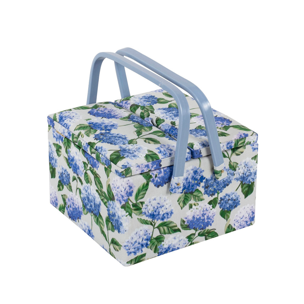HOBBY GIFT HOBBY GIFT Large Sewing Basket - Twin Lid 25 cm x 25 cm x 17 cm (10In. x 10In. x 6.7 In.) Hydrangea