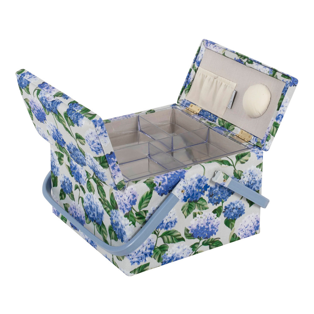 HOBBY GIFT HOBBY GIFT Large Sewing Basket - Twin Lid 25 cm x 25 cm x 17 cm (10In. x 10In. x 6.7 In.) Hydrangea