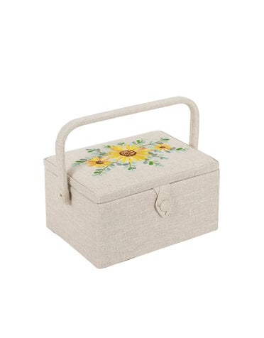 HOBBY GIFT HOBBY GIFT Medium Sewing Basket - 25 cm x 19 cm x 15 cm (10In. x 7 1/2In. x 5 3/4In.) - Embroidered Eucalyptus on lid