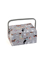 HOBBY GIFT HOBBY GIFT Medium Sewing Basket - 25 cm x 19 cm x 15 cm (10In. x 7 1/2In. x 5 3/4In.) - Grey Dogs