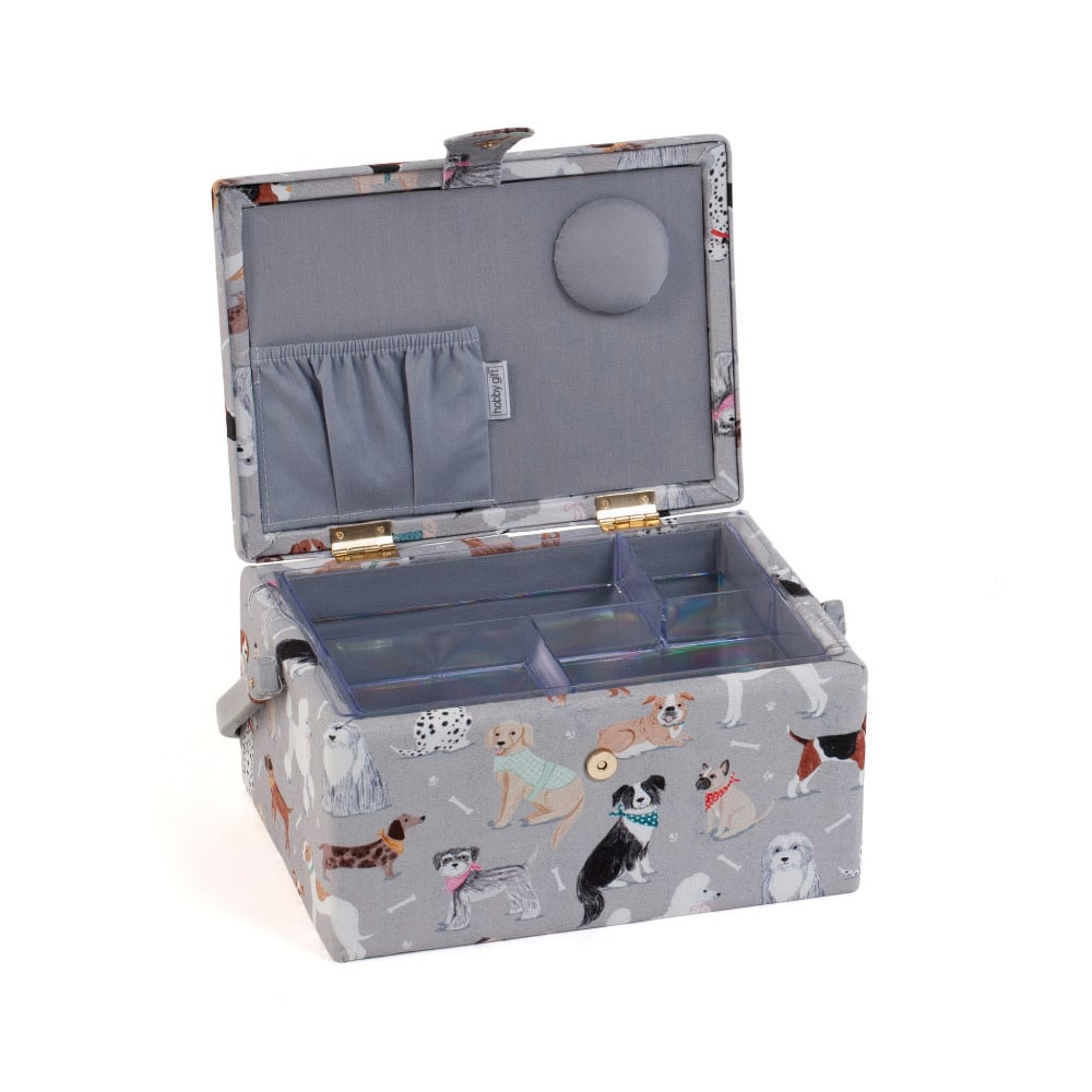 HOBBY GIFT HOBBY GIFT Panier couture moyen - 25 cm x 19 cm x 15 cm (10In. x 7 1/2In. x 5 3/4In.) - Chiens gris