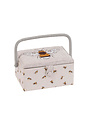 HOBBY GIFT HOBBY GIFT Medium Sewing Basket - 25 cm x 19 cm x 15 cm (10In. x 7 1/2In. x 5 3/4In.) - Embroidered Bee on lid