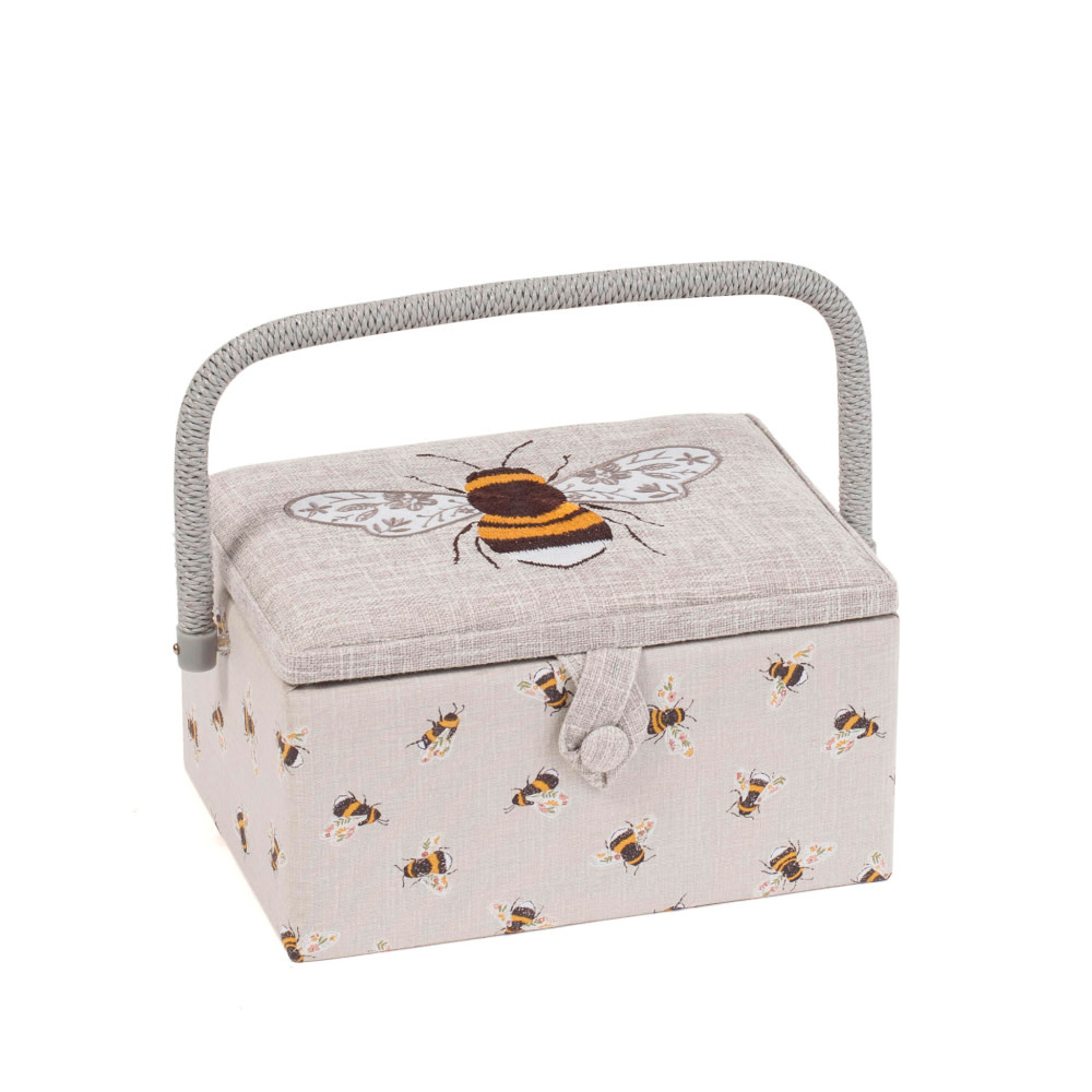 HOBBY GIFT HOBBY GIFT Medium Sewing Basket - 25 cm x 19 cm x 15 cm (10In. x 7 1/2In. x 5 3/4In.) - Embroidered Bee on lid