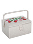 HOBBY GIFT HOBBY GIFT Medium Sewing Basket - 25 cm x 19 cm x 15 cm (10In. x 7 1/2In. x 5 3/4In.) - Embroidered Strawberries on lid