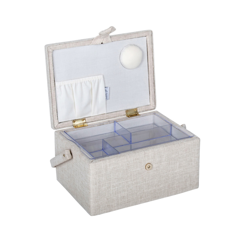 HOBBY GIFT HOBBY GIFT Medium Sewing Basket - 25 cm x 19 cm x 15 cm (10In. x 7 1/2In. x 5 3/4In.) - Embroidered Strawberries on lid