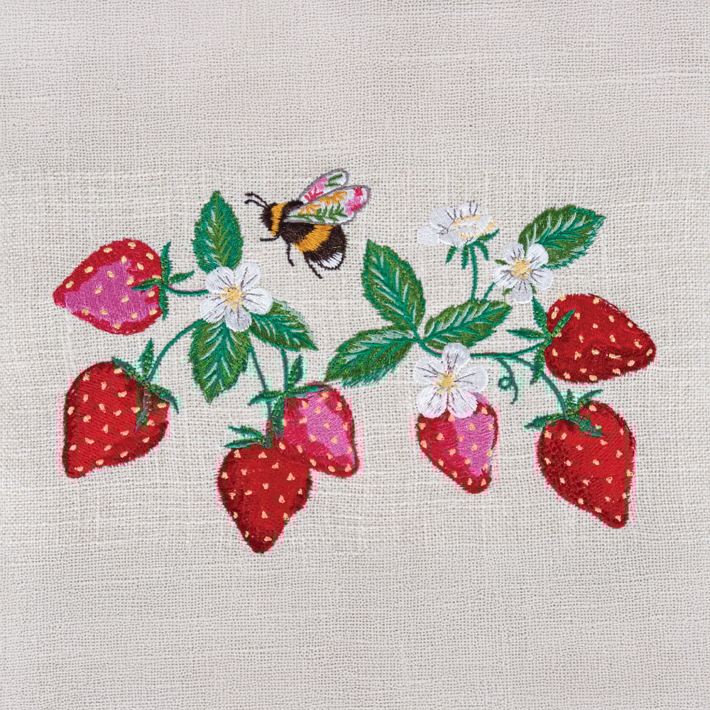 HOBBY GIFT HOBBY GIFT Panier couture moyen - 25 cm x 19 cm x 15 cm (10In. x 7 1/2In. x 5 3/4In.) - Fraises brodés sur le couvercle