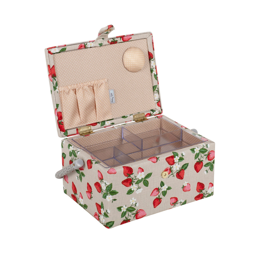 HOBBY GIFT HOBBY GIFT Medium Sewing Basket - 25 cm x 19 cm x 15 cm (10In. x 7 1/2In. x 5 3/4In.) - Strawberries