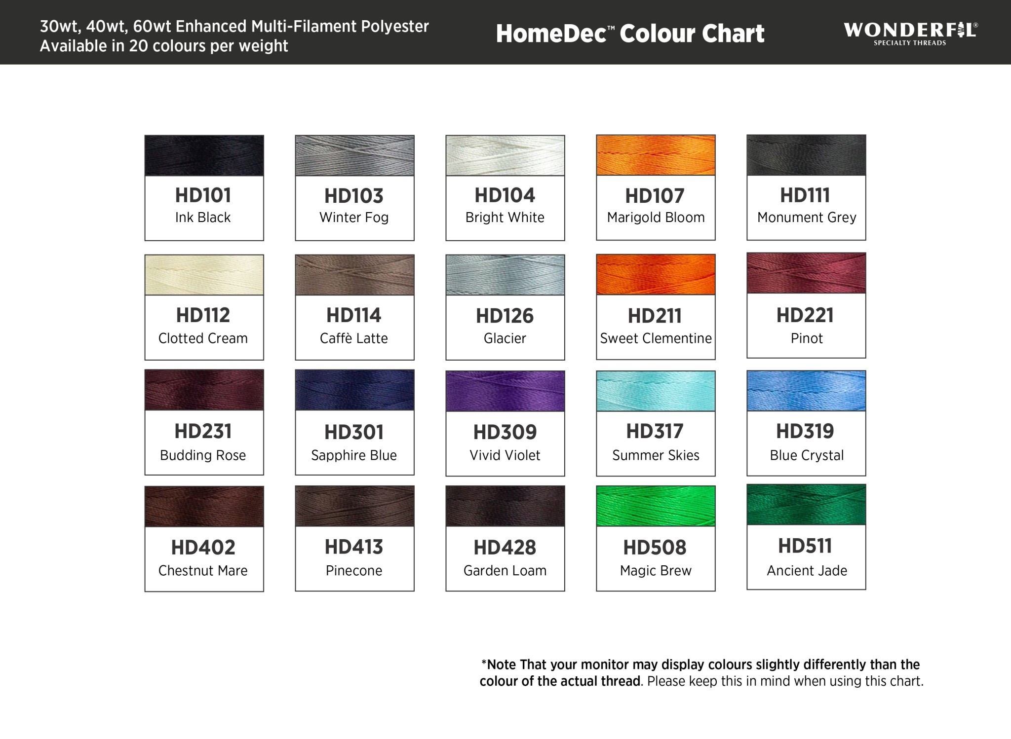 WonderFil HomeDec Fil polyester HomeDec au choix