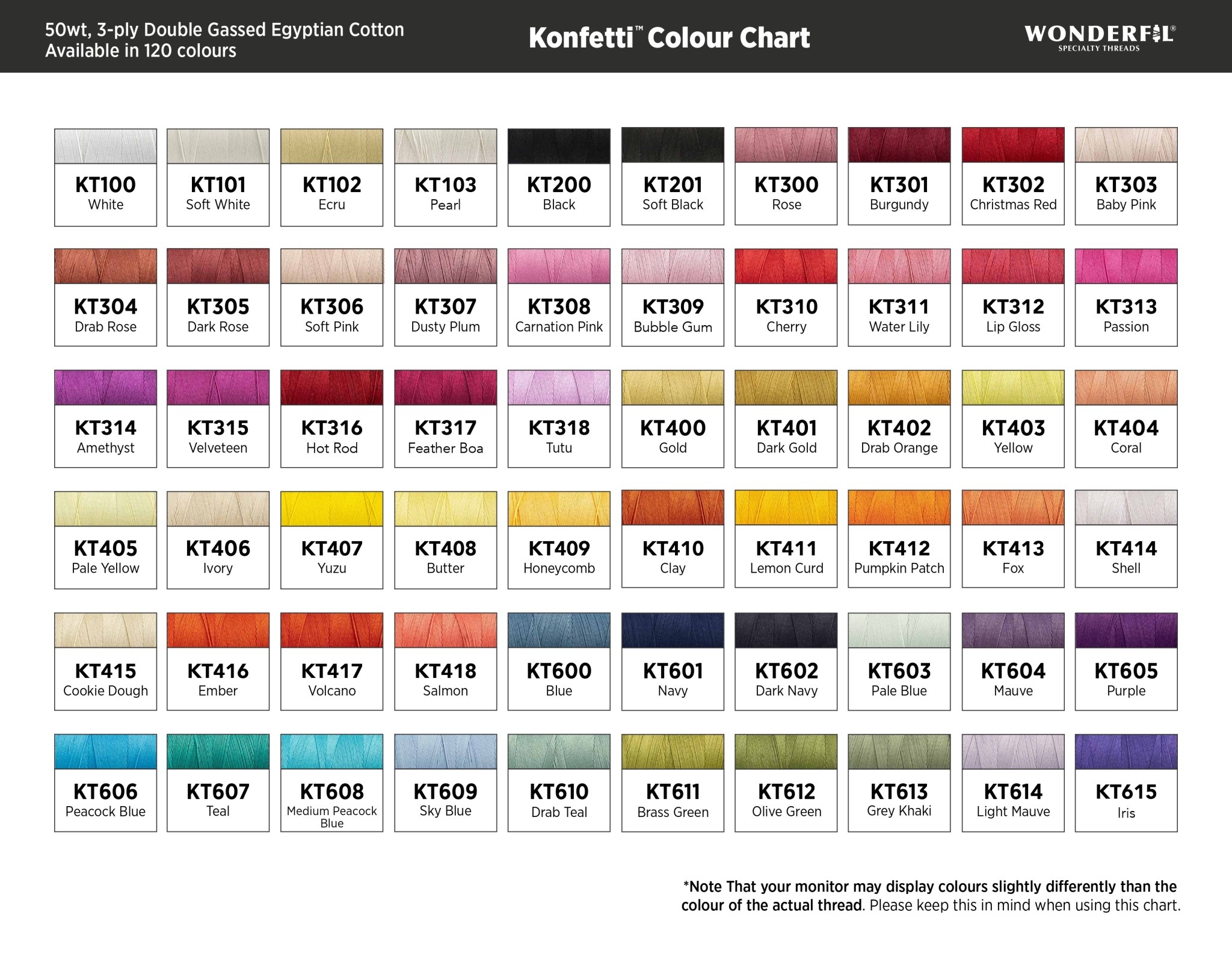 WonderFil Konfetti Fil coton 50wt Konfetti au choix