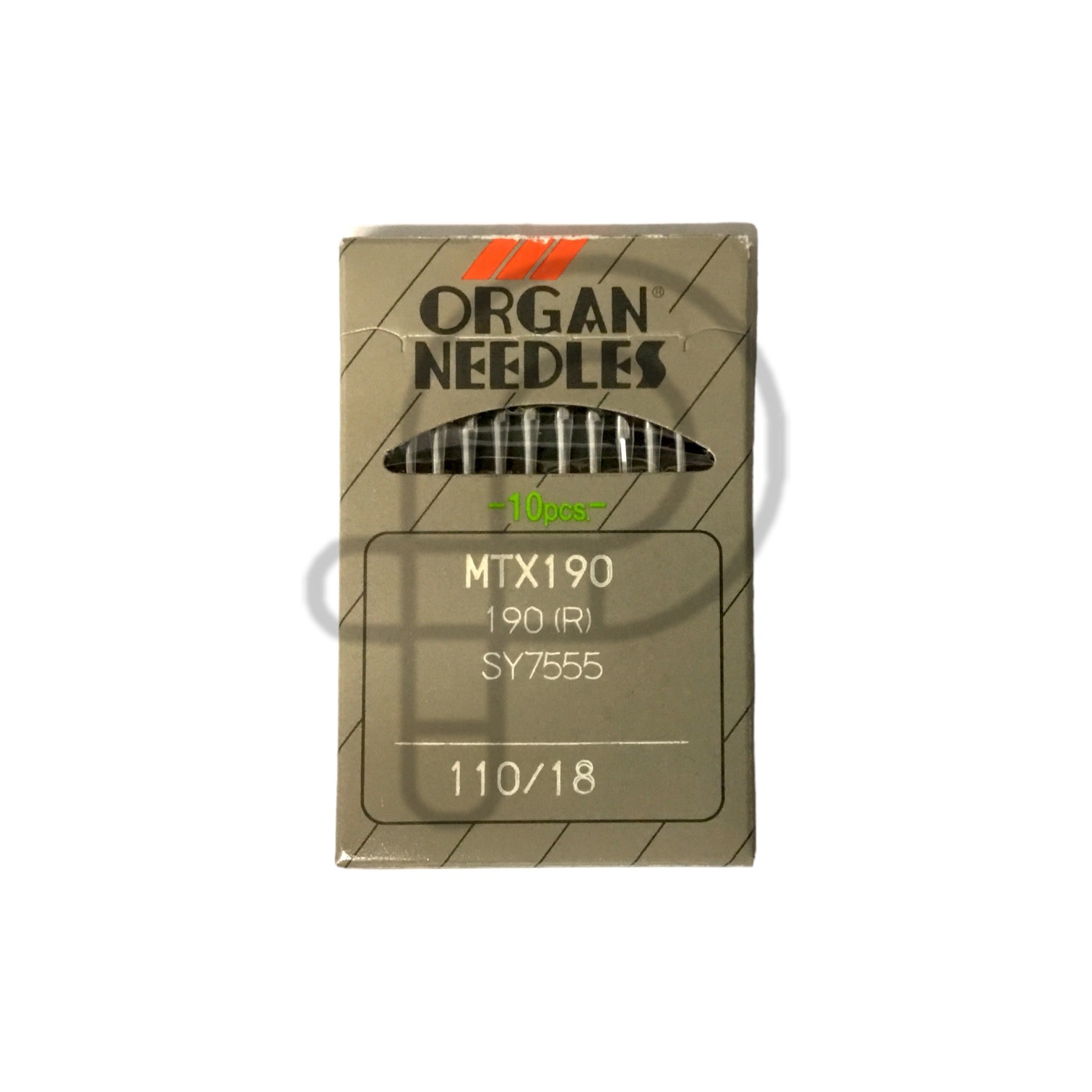 Organ Industrial needle mtx190 size 18, pk 10