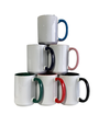 Pénélope Tasse à sublimation blanche 11 oz avec intérieur couleur varié et anse, emballage en boîte renforcée en mousse, revêtement ORCA