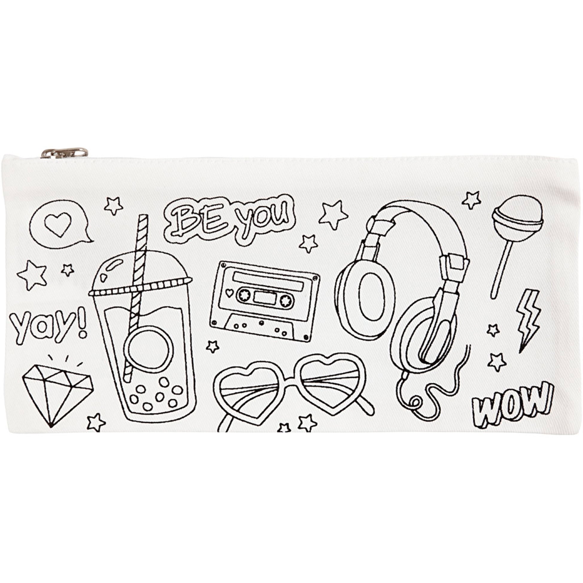 Creativ CREATIV COMPANY Étui à crayons 11cm x 23cm (4,33po x 9po) – préimprimé, blanc