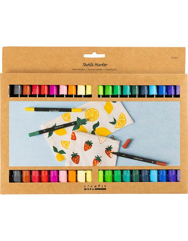 Creativ CREATIV COMPANY Textile markers 6 mm, 20cm x 16cm x 2cm (7.87in x 6.3in x 0.78in)- 20 pcs