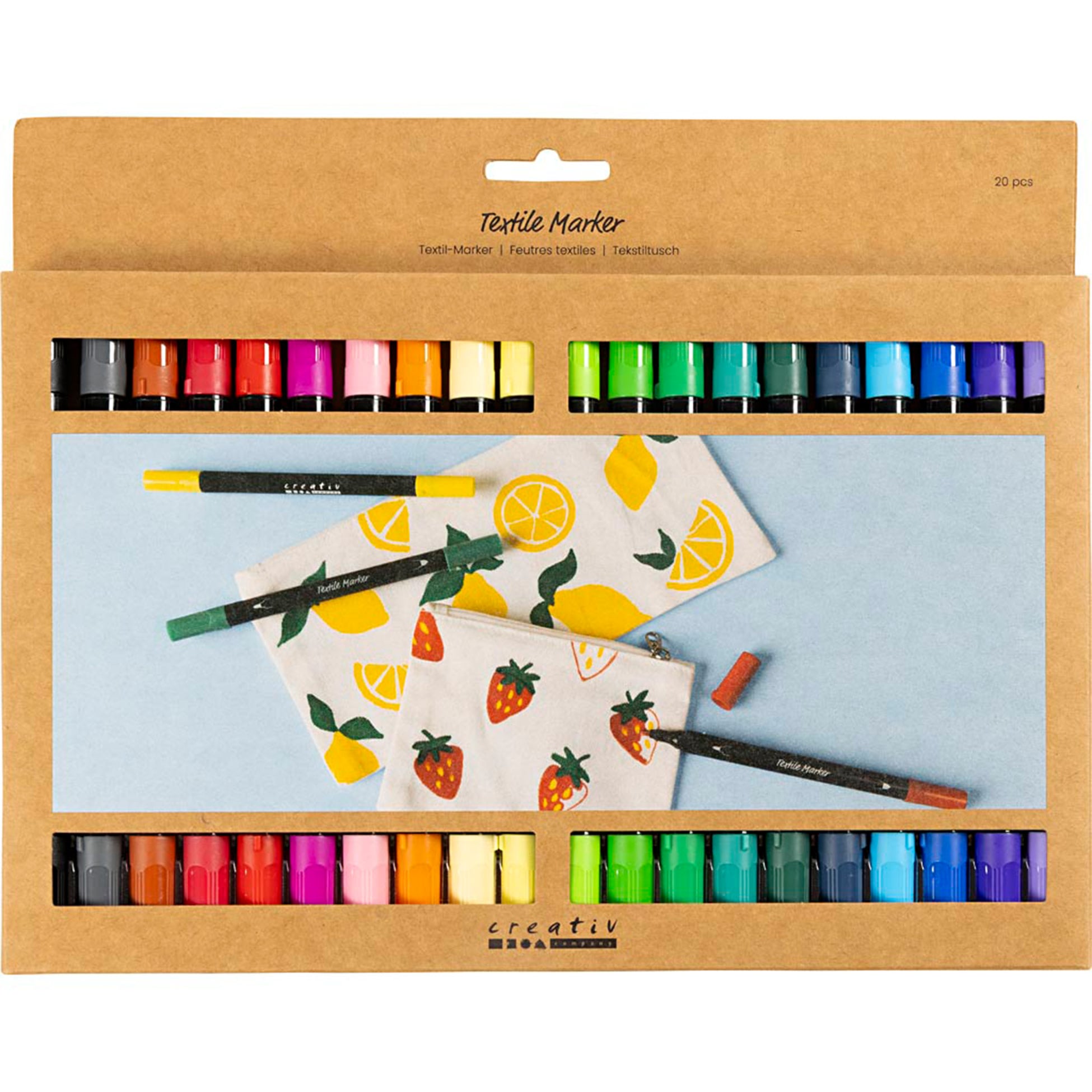 Creativ CREATIV COMPANY Marqueurs textiles 6 mm, 20cm x 16cm x 2cm (7,87po x 6,3po x 0,78po) – 20 pièces