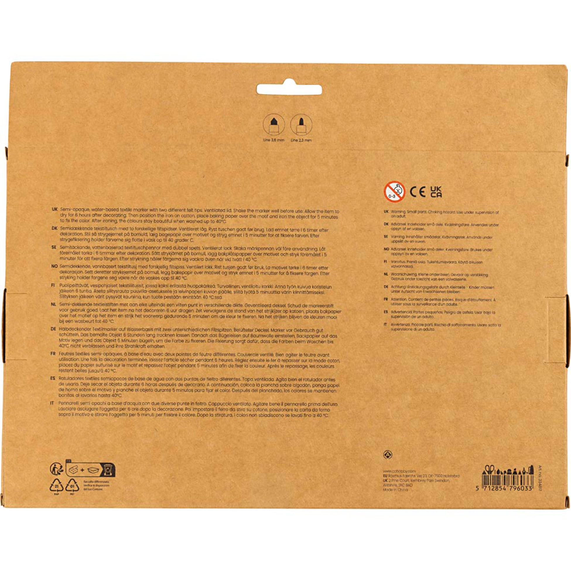 Creativ CREATIV COMPANY Marqueurs textiles 6 mm, 20cm x 16cm x 2cm (7,87po x 6,3po x 0,78po) – 20 pièces