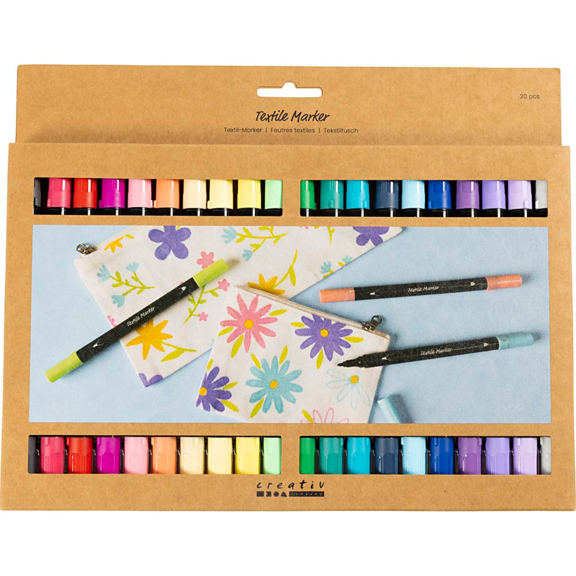 Creativ CREATIV COMPANY Textile markers 6 mm, 23.7cm x 17cm x 1.1cm (9.33in x 6.7in x 0.43in) - 20 pc